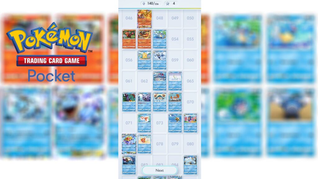 Building a card collection in Pokémon TCG Pocket (image via esports.gg)