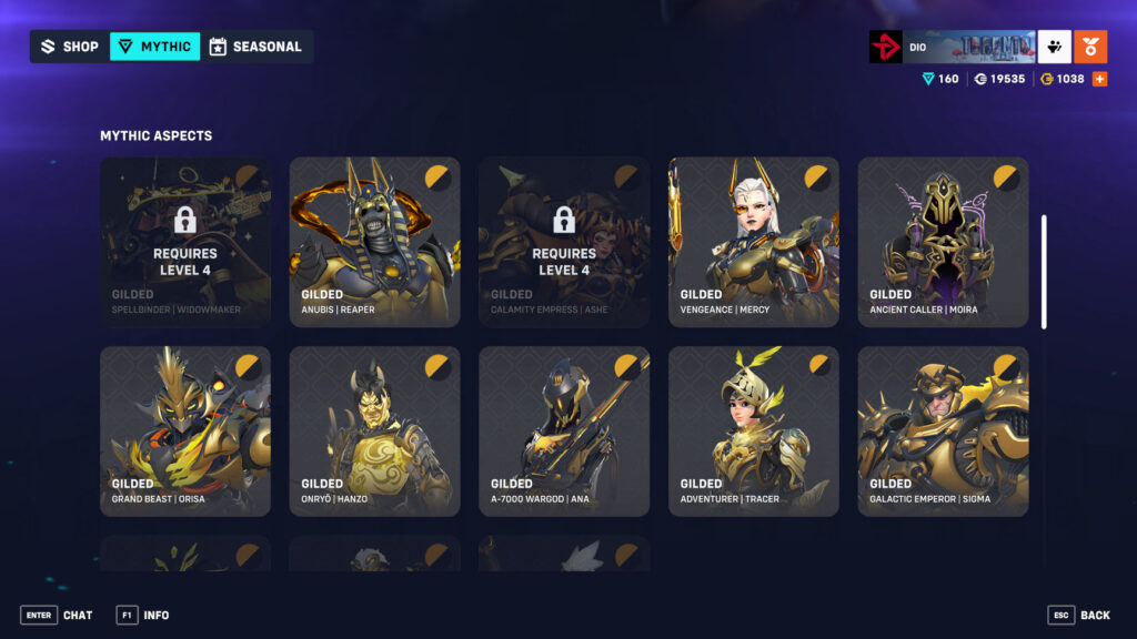 Overwatch 2 Mythic Aspects (Image via esports.gg)