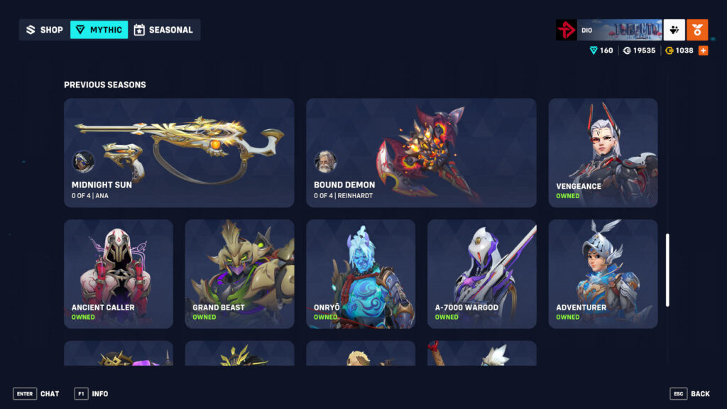 Overwatch Mythic Shop today (Image via esports.gg)