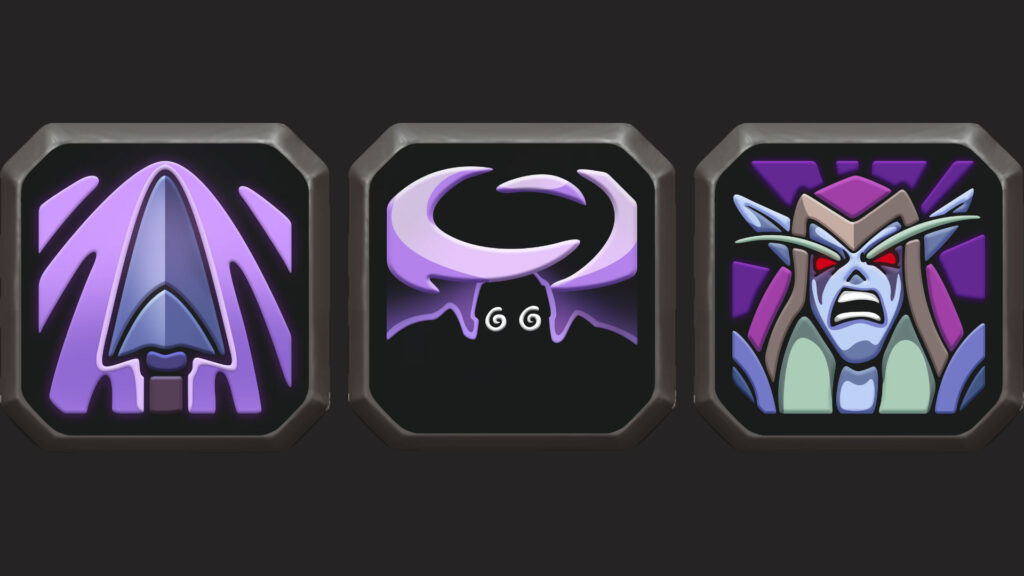 The icons for Sylvanas' Warcraft Rumble talents (Images via Blizzard Entertainment)