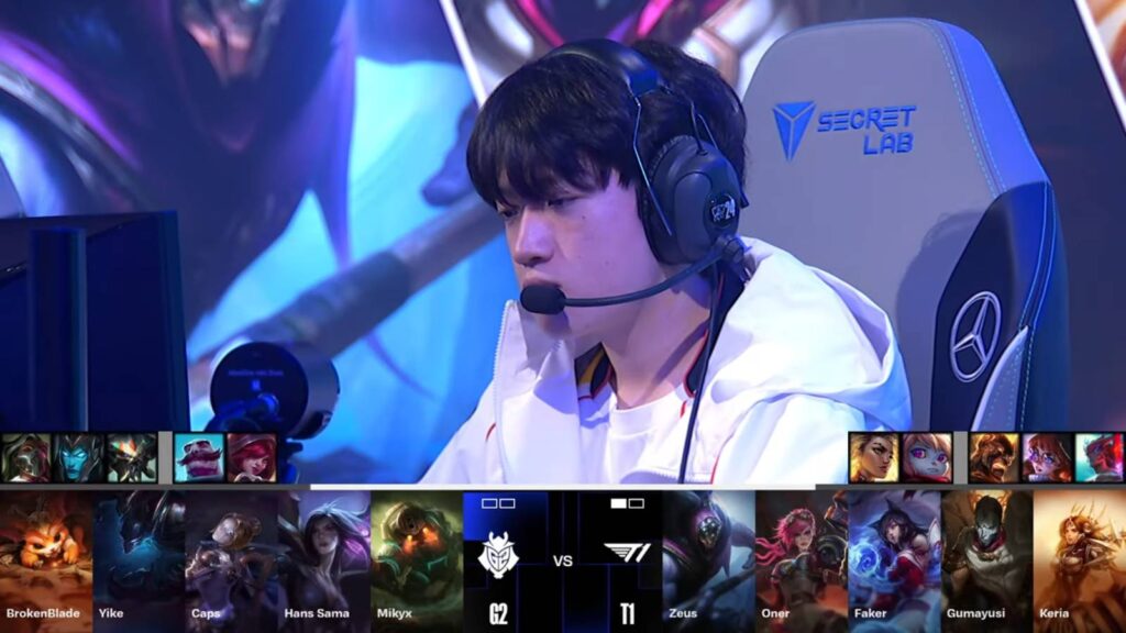 T1 vs G2 Game 2 picks and bans in the Worlds 2024 Round 4 (Image via LoL Esports)