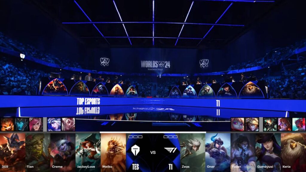 Quarterfinal T1 vs Top Esports Game 1 picks and bans (Image via LoL Esports)