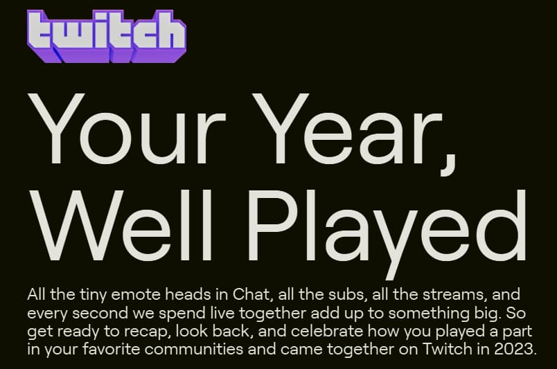 The message from the 2023 recap (Image via Twitch)