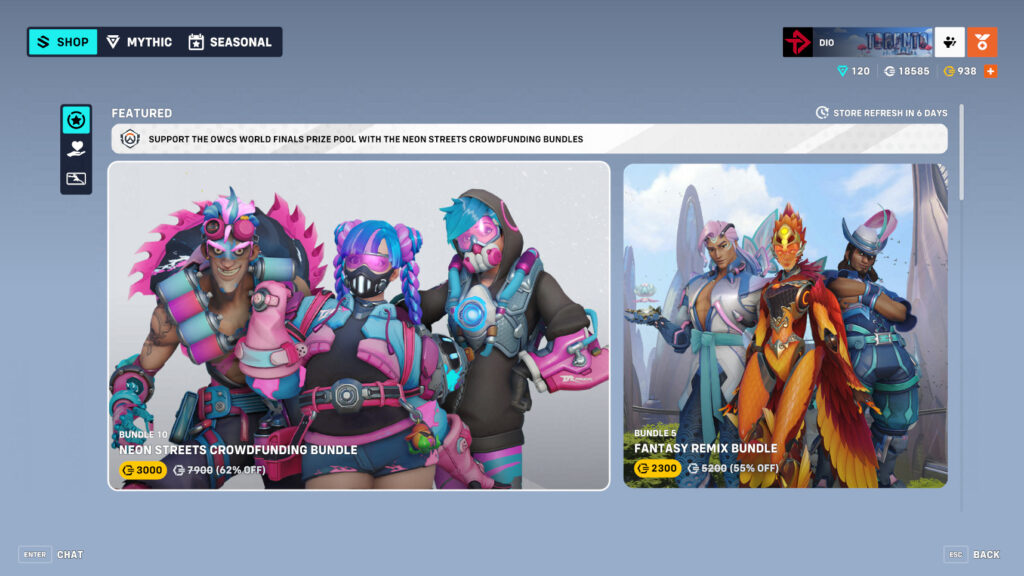 Overwatch 2 Florida Mayhem Neon Streets skins screenshot (Image via esports.gg)