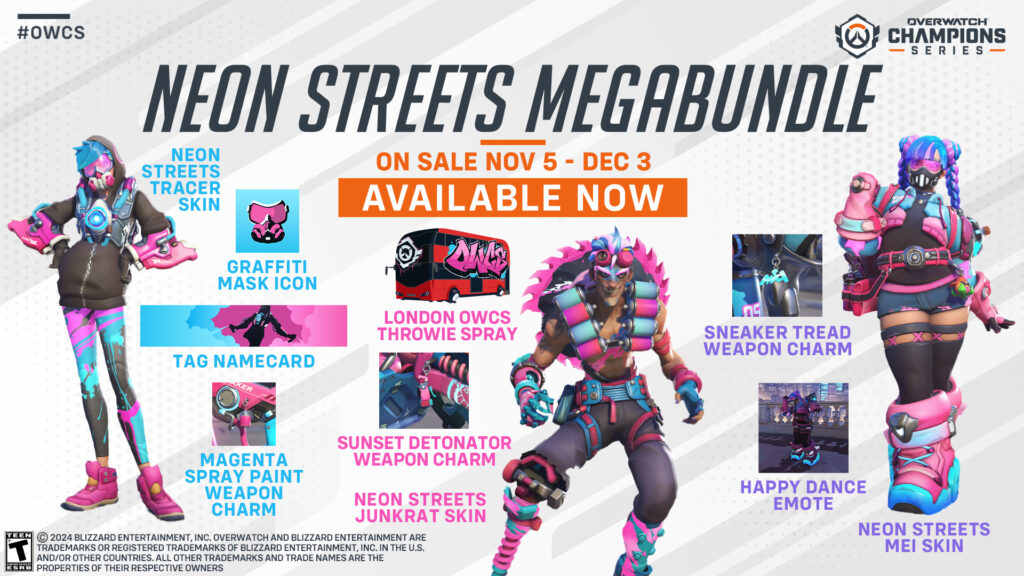 Overwatch 2 Neon Streets Mega Bundle information (Image via Blizzard Entertainment)