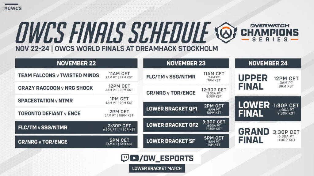 OWCS World Finals 2024 match schedule (Image via Blizzard Entertainment)