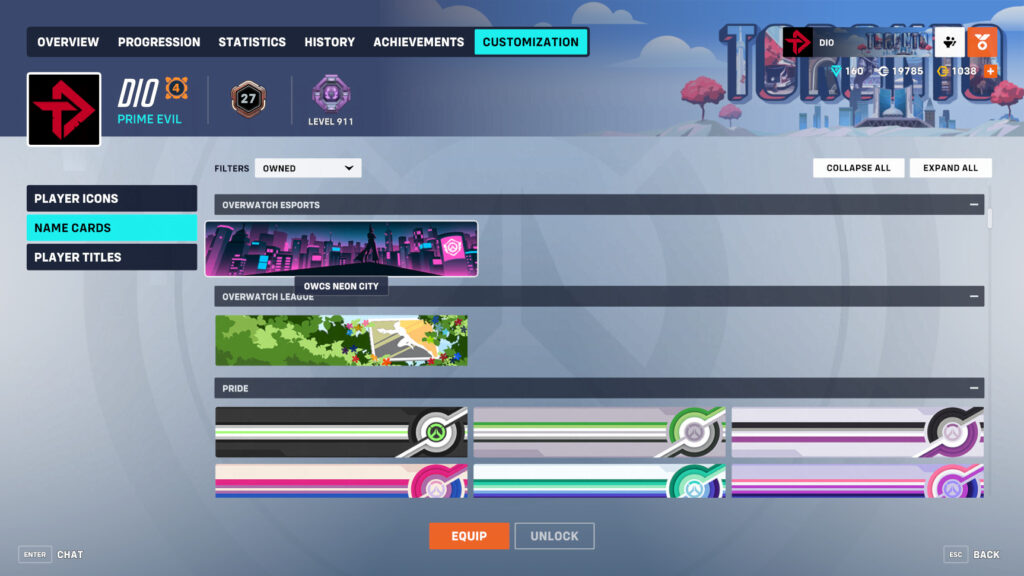 OWCS Neon City name card screenshot (Image via esports.gg)