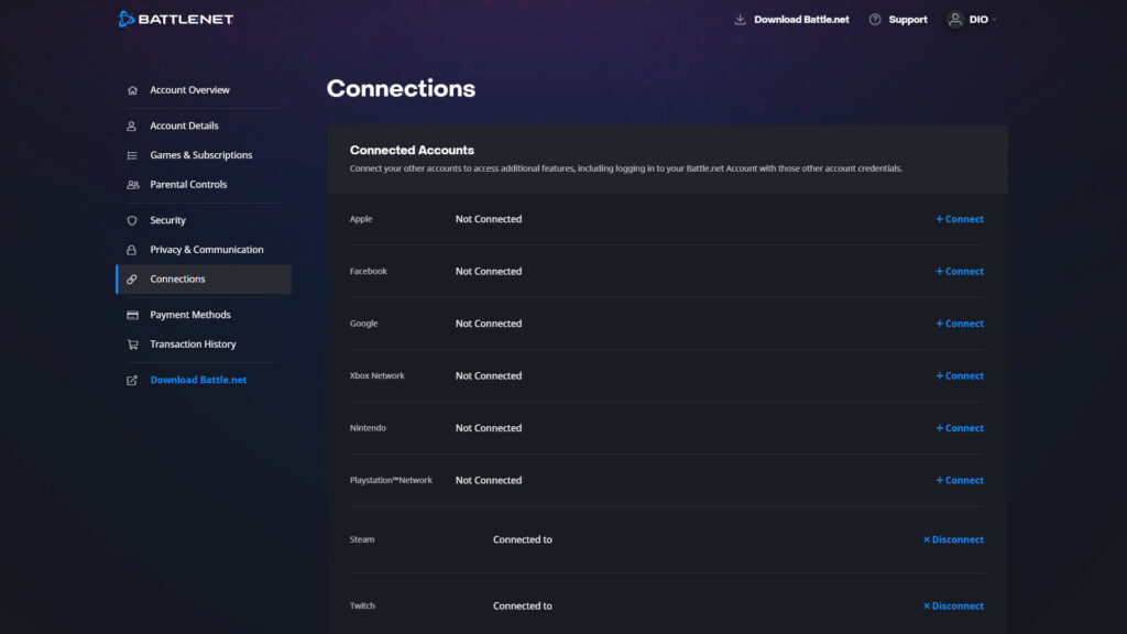 Connecting your Battle.net account to Twitch (Image via esports.gg)