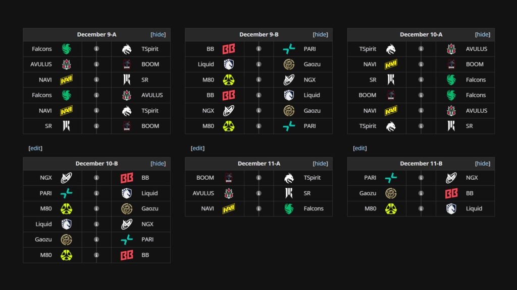 Games start at around 21:00 PST, a day before due to the time zone difference (Dec. 8)