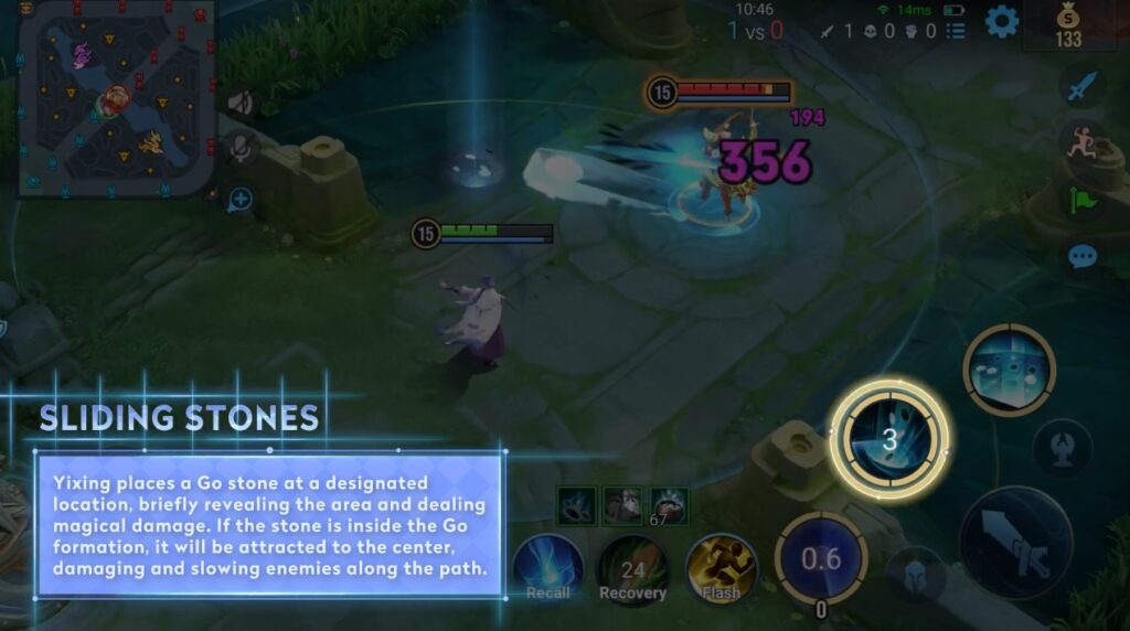 Yixing's Skill 1 summons a Weiqi stone that deals damage on a designated location (Image via esports.gg)