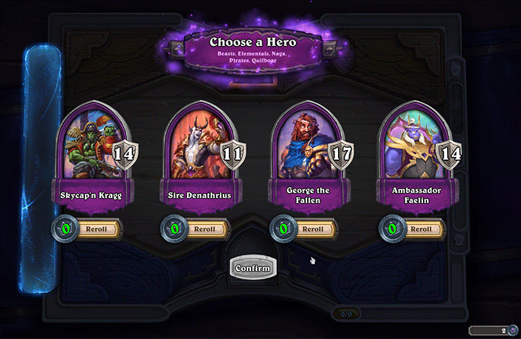 Hearthstone Battlegrounds Tokens and hero rerolls screenshot (Image via Blizzard Entertainment)