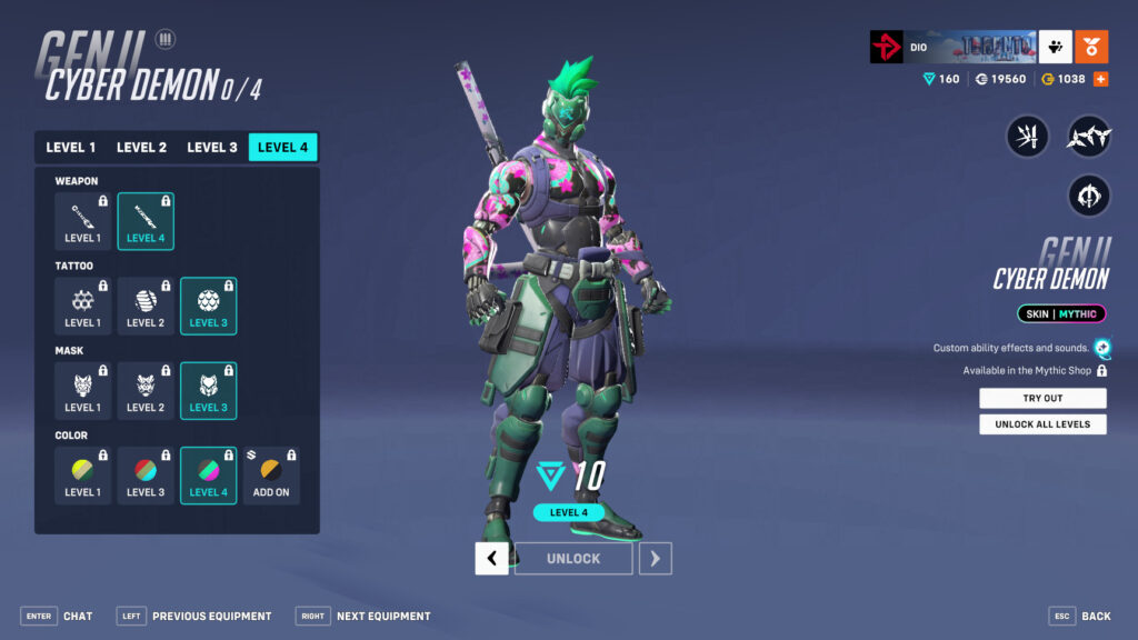 Overwatch 2 Cyber Demon Genji mythic screenshot (Image via esports.gg)