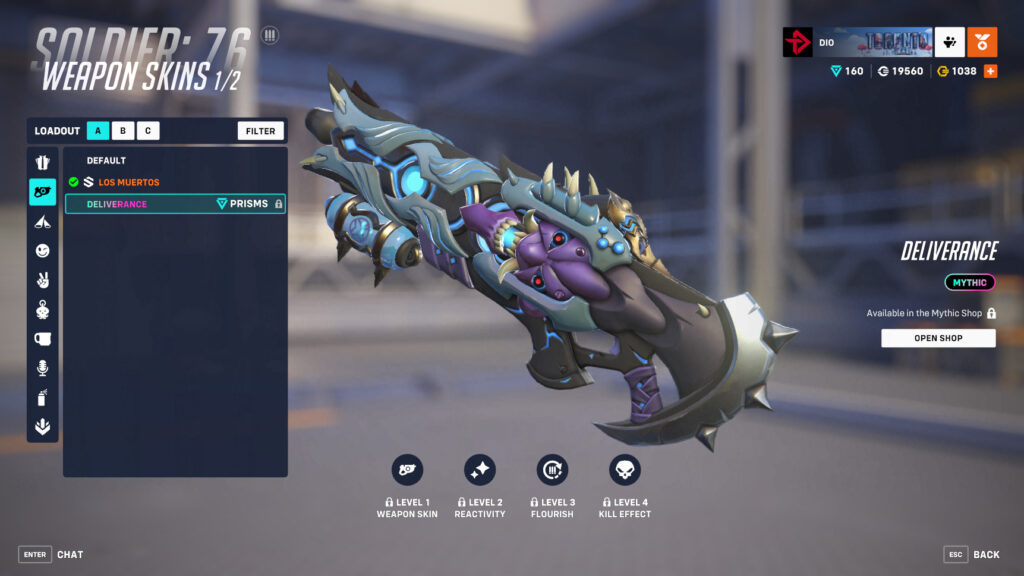 Screenshot of the Deliverance mythic weapon skin for Soldier: 76 (Image via esports.gg)