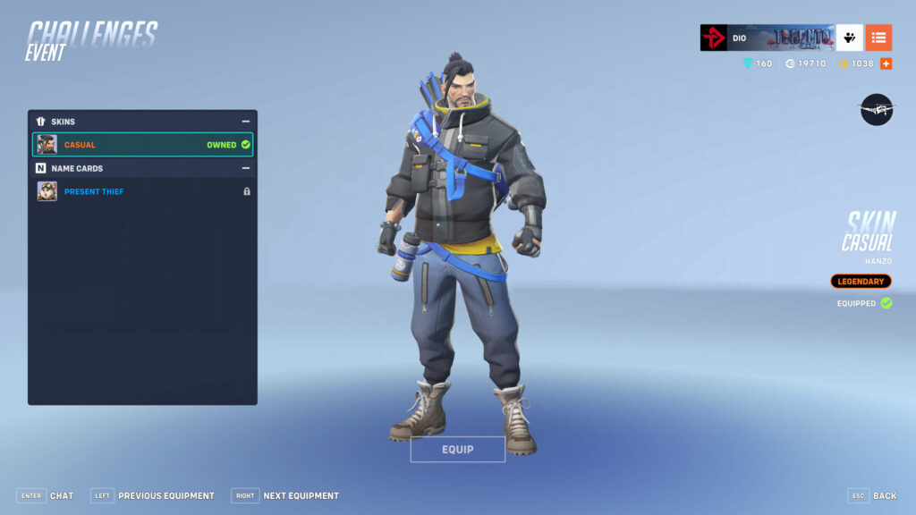 Screenshot of the Casual Hanzo skin in Overwatch 2 (Image via esports.gg)