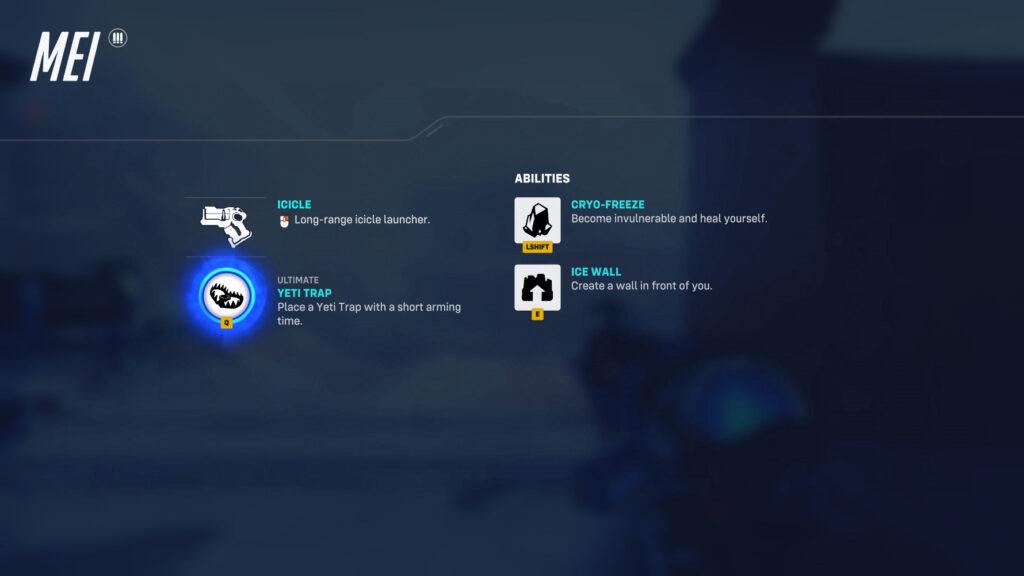 Mei's abilities and ultimate in this game mode (Image via esports.gg)