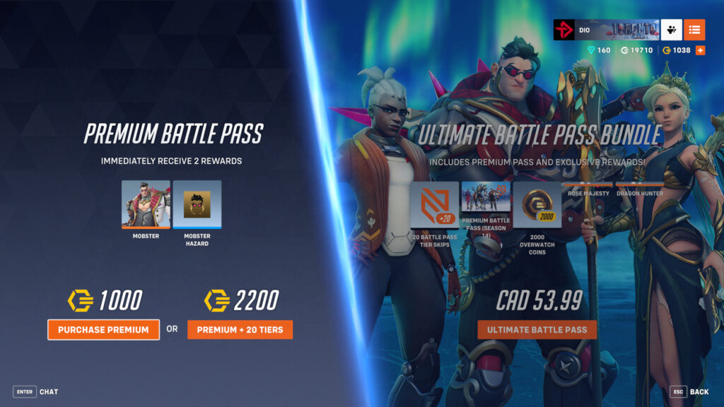 The Premium Battle Pass requires 1,000 Overwatch Coins (Image via esports.gg)