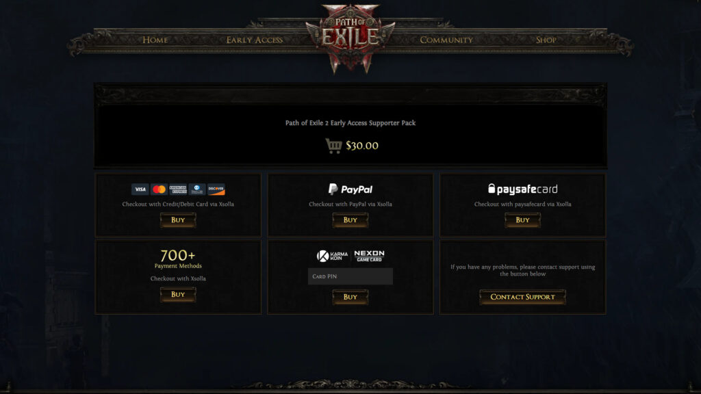 Path of Exile 2 early access cost screenshot (Image via esports.gg)