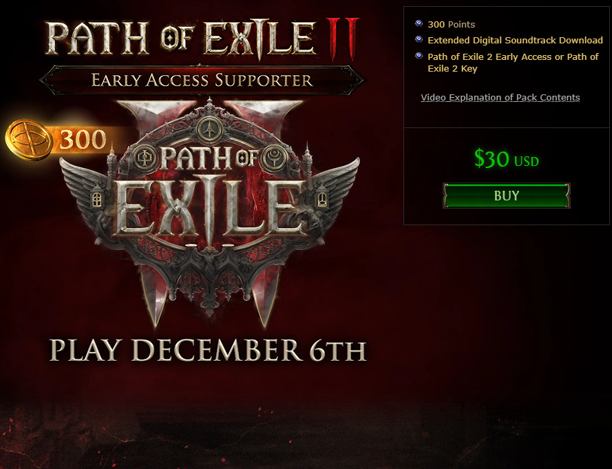 Early Access Supporter Pack (Image via Grinding Gear Games)