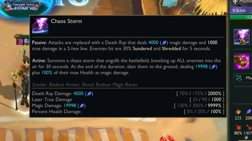 3-star 6-cost Viktor skill description (image via Lemuria TFT on YouTube)