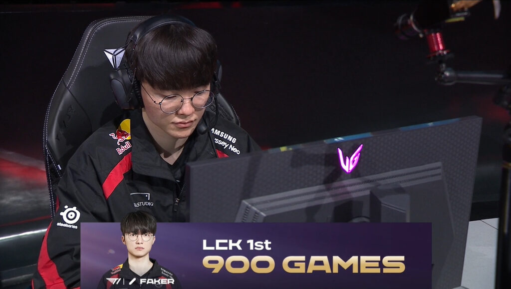 Faker played his 900th LCK match on February 2024 (image via LCK)