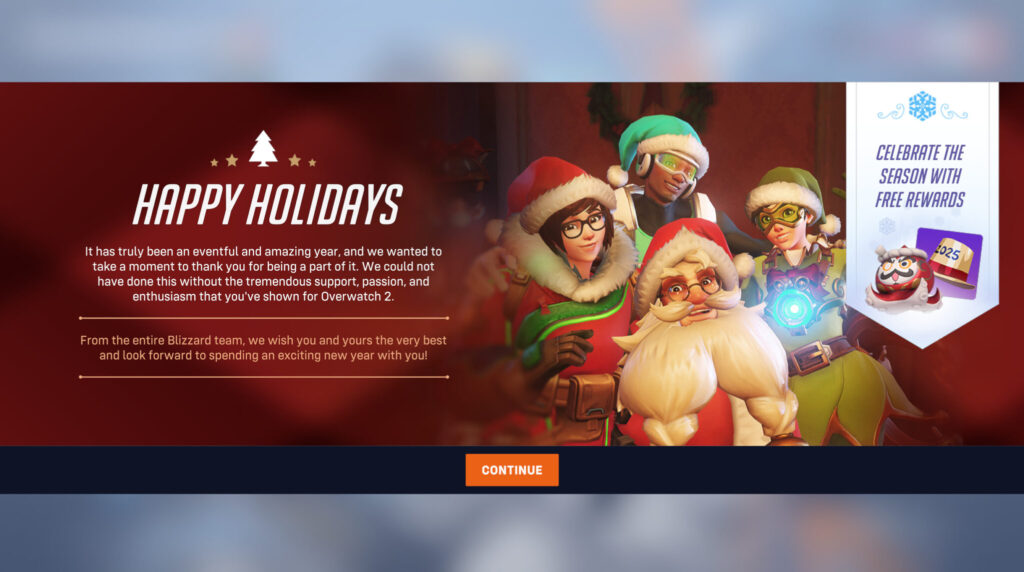 Overwatch 2 players get free log-in bonuses ahead of holiday break