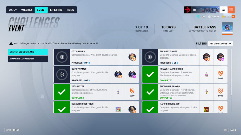 Overwatch 2 Winter Wonderland 2024 challenges and rewards (Image via esports.gg)