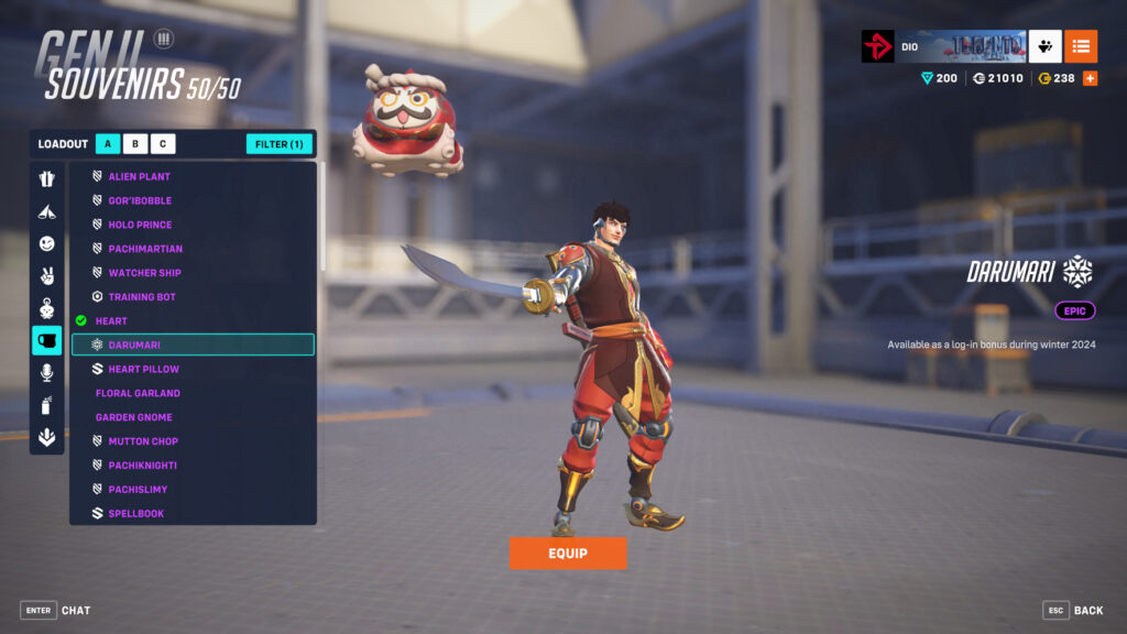 Overwatch 2 Darumari souvenir screenshot (Image via esports.gg)