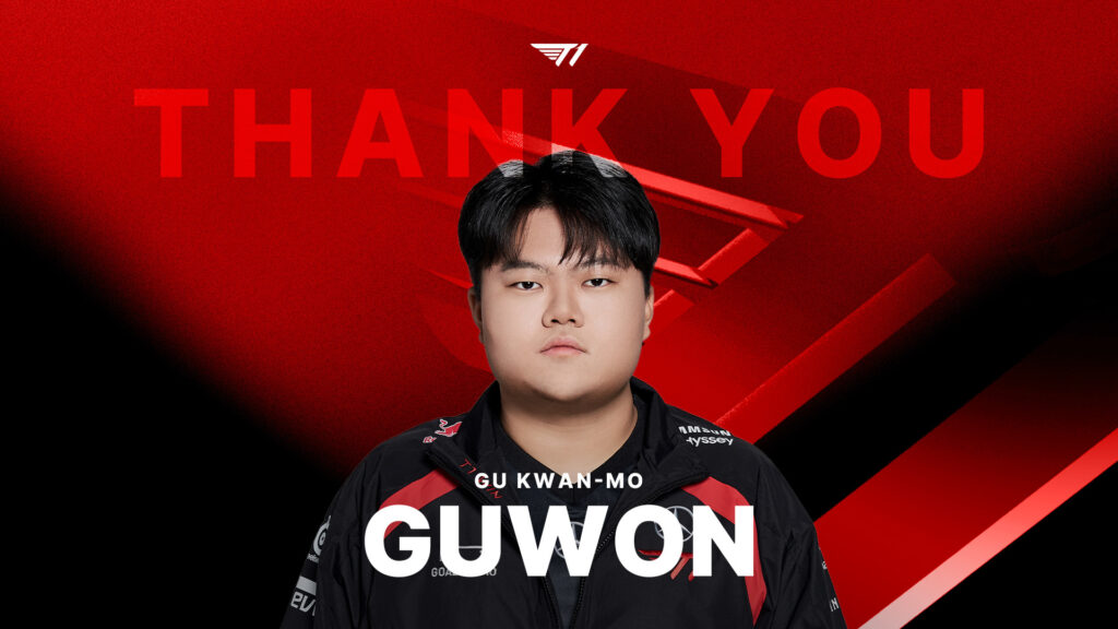 T1 parted ways with Guwon on December 6, 2024 (image via t1lol)