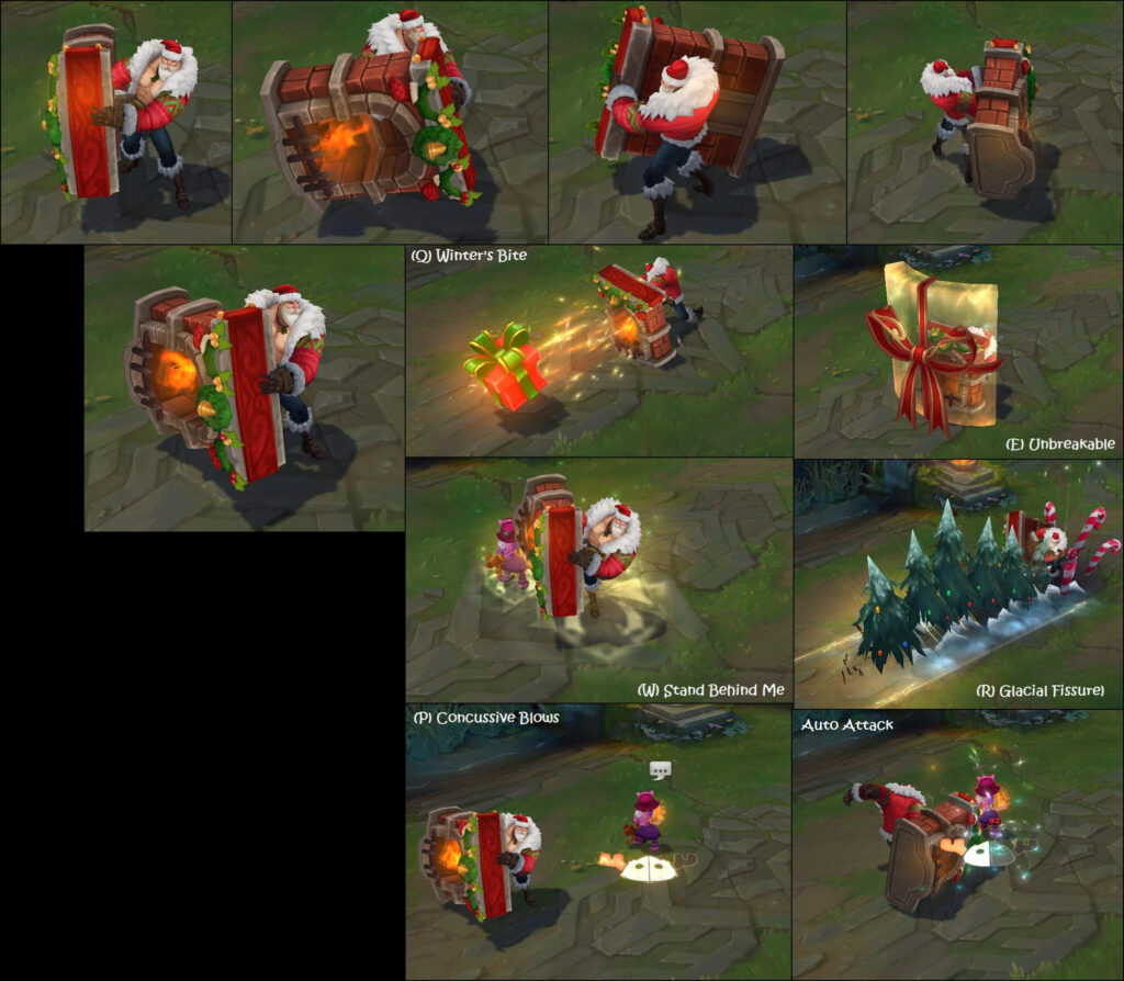 LoL Santa Braum skin animations (Image via Strategy Zero)