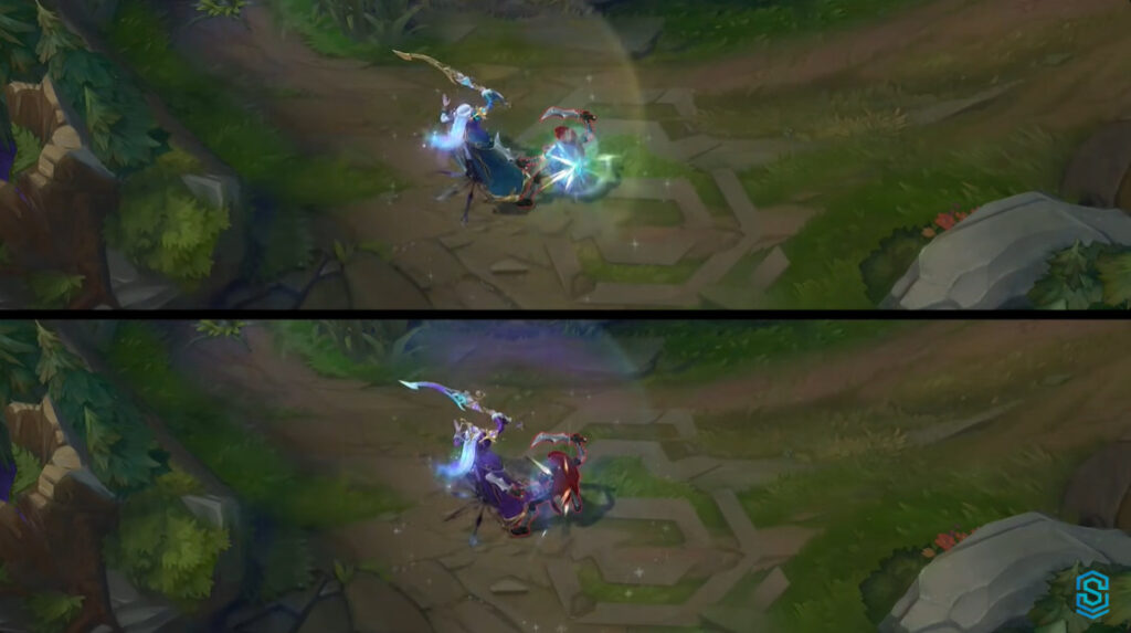 LoL Winterblessed Diana blue and purple forms (Image via Skin Spotlights)