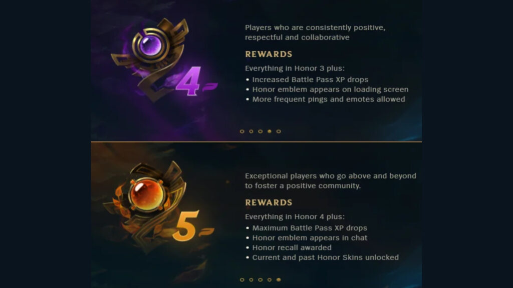 Honor four and five rewards for well-behaved players (Image via Riot Games)