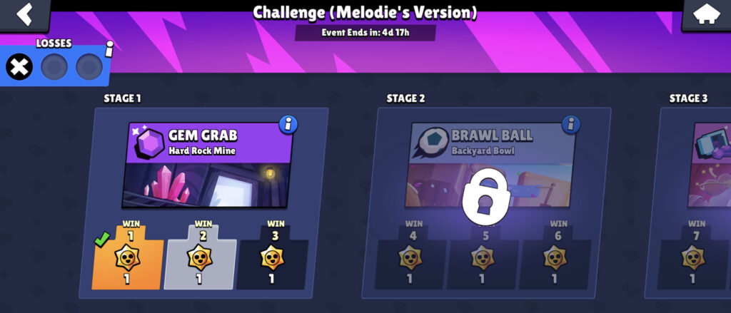 Stages of the Melody Challenge (Image via Brawl Stars)