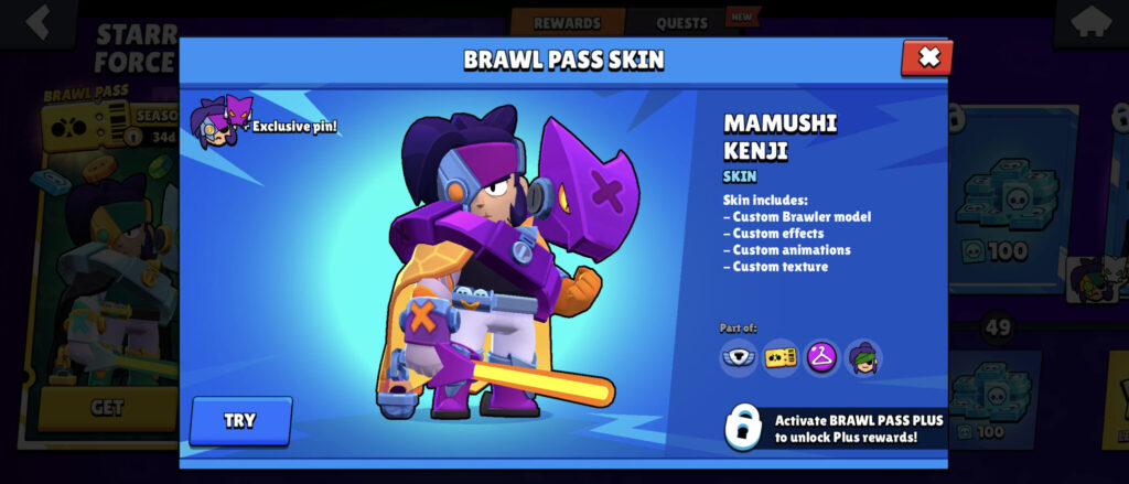 Starr Force Brawl Pass Premium Plus: Mamushi Kenji (image via esports.gg)