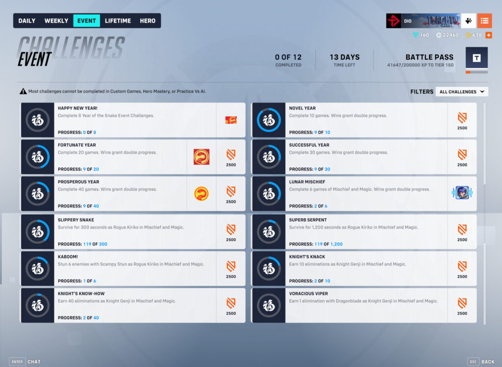 Overwatch 2 Lunar New Year 2025 challenges and rewards (Image via esports.gg)