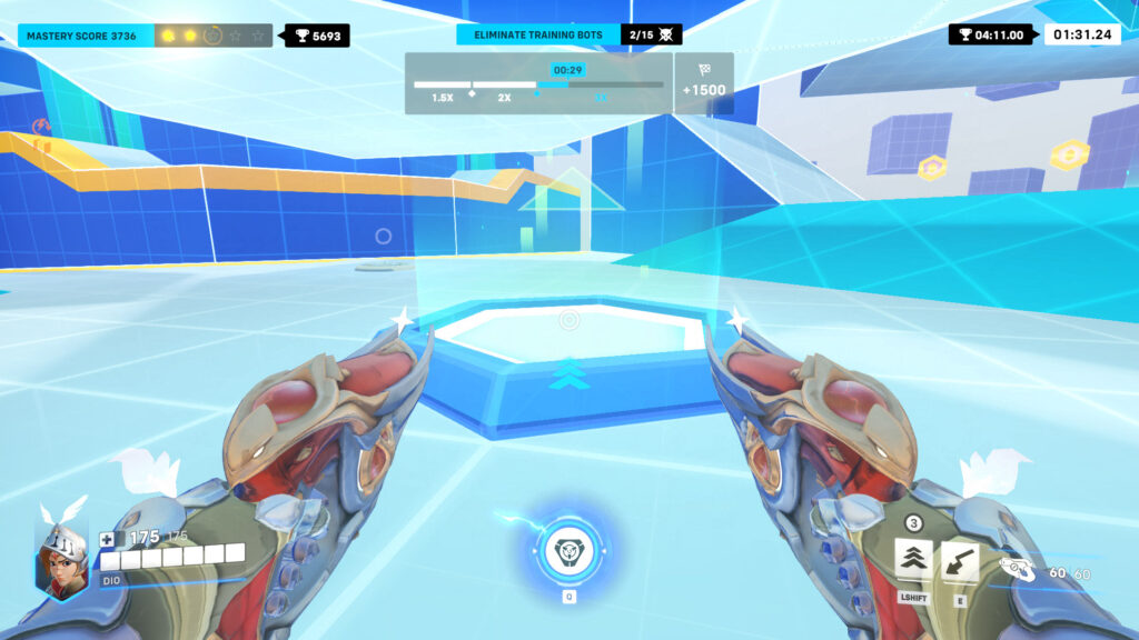 Screenshot of a jump pad in the Overwatch 2 Hero Mastery game mode (Image via esports.gg)