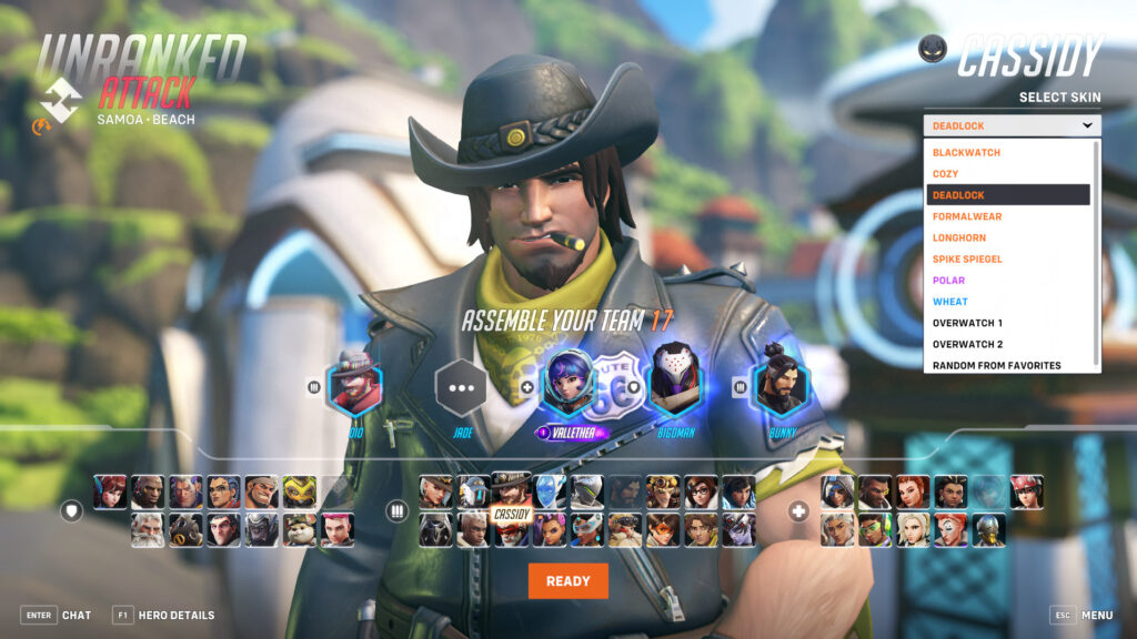 Screenshot of Cassidy's Deadlock skin in Overwatch 2 (Image via esports.gg)