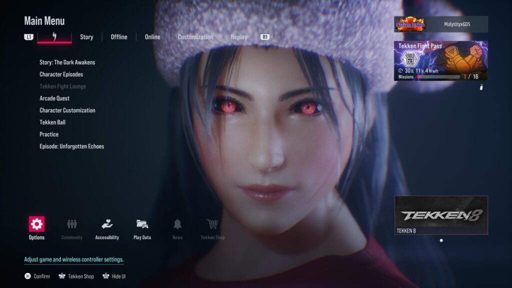 Customized TEKKEN 8 main menu character screenshot (Image via esports.gg)