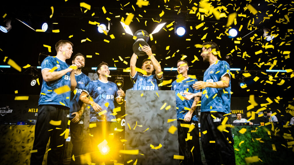 MIBR lift the trophy at ESL Challenger Melbourne 2024.