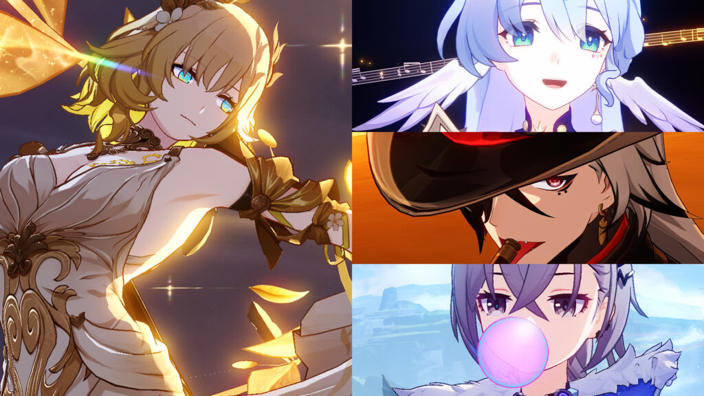 Honkai Star Rail version 3.0 second half character banners: Aglaea, Robin, Boothill, Silver Wolf (Image via esports.gg)