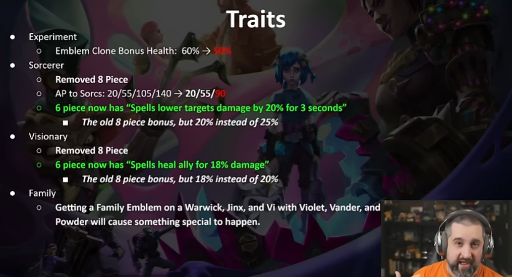 Traits from the TFT patch 13.4 notes (Image via esports.gg)