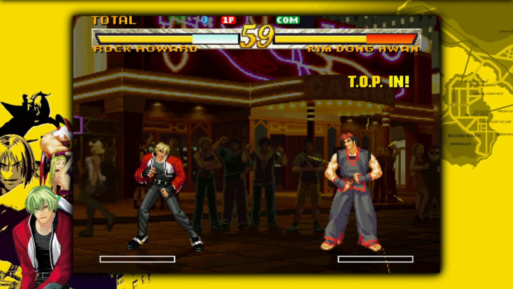 Rock Howard vs Kim Dong Hwan in Garou: Mark of the Wolves — match start (image via esports.gg)