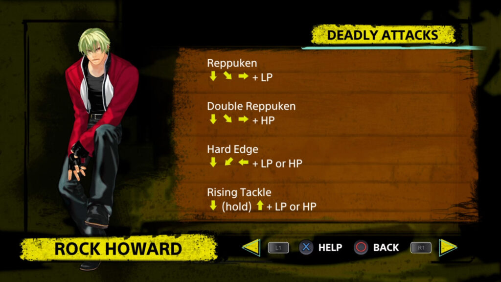 Rock Howard’s moves in Garou: Mark of the Wolves (image via esports.gg)