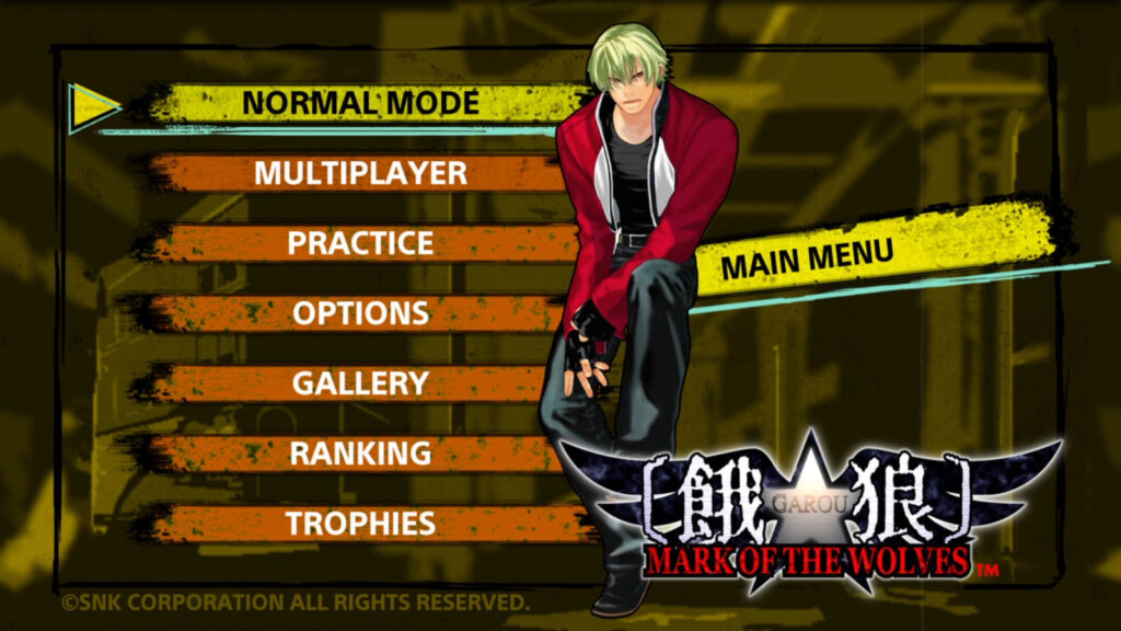 Garou: Mark of the Wolves: main screen (image via esports.gg)