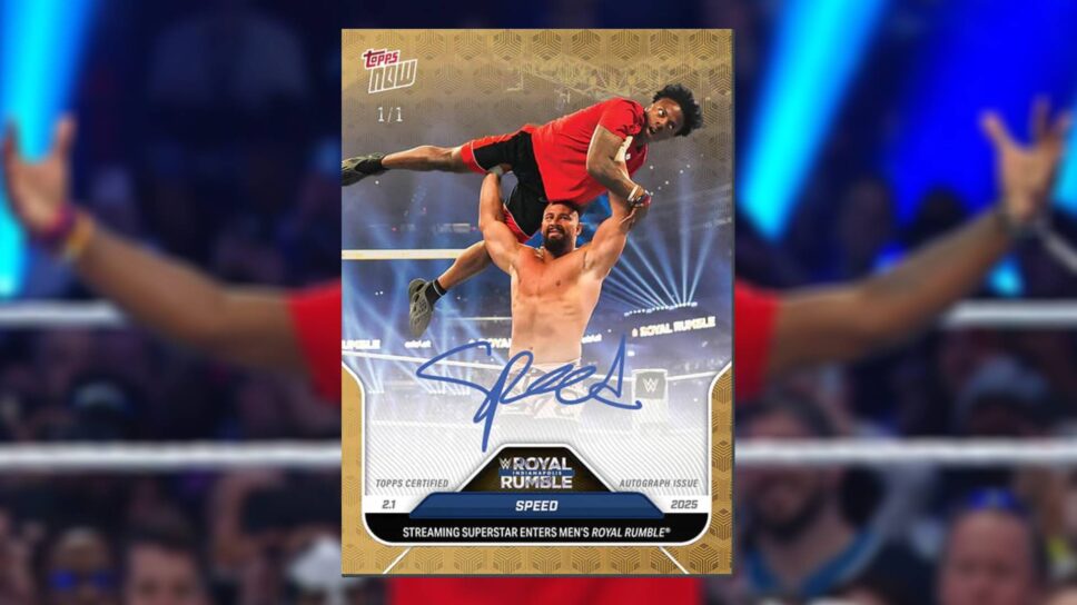 IShowSpeed gets limited-time Topps trading cards, depicting his beatdown at the Royal Rumble cover image