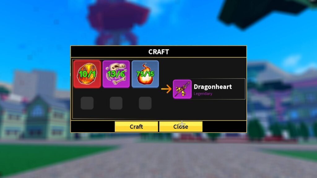 The ingredients for crafting the Dragonheart. (Image via esports.gg)