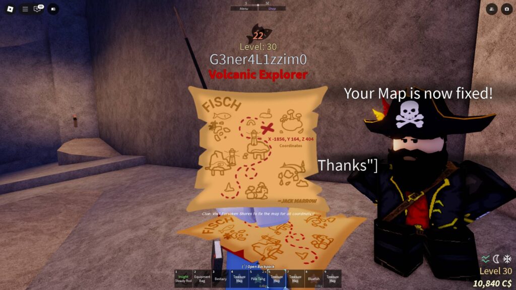 Look for Jack Marrow in Forsaken Shores to fix your Treasure Map. (Screenshot via esports.gg)