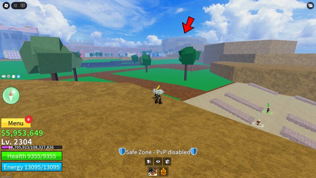 Jeremy's location as seen from the docks of the Kingdom of Rose. (Screenshot via esports.gg)