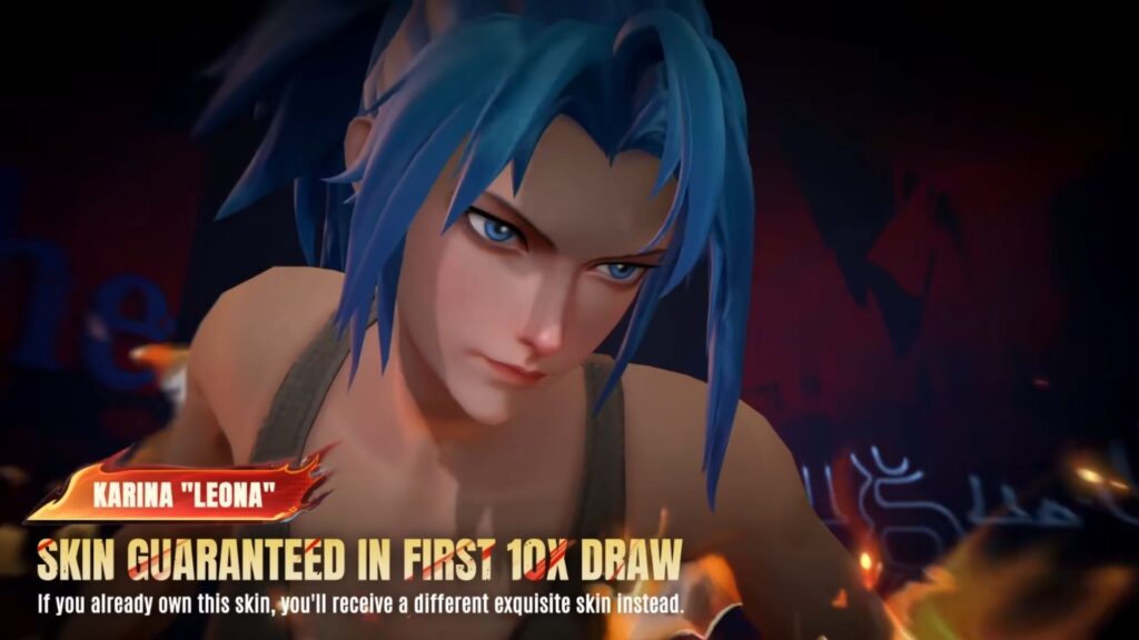 The MLBB x KOF Encore Leona Karina skin revamp preview. (Image via MOONTON Games)