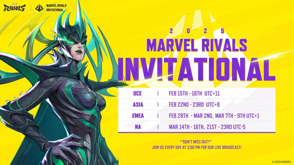 Here is each region and the dates in graphic form (Image via Marvel Rivals/NetEase Games)