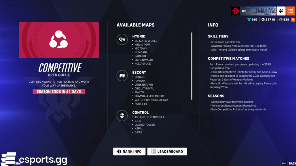 How to earn Competitive Points in Overwatch 2 (Screenshot via esports.gg)